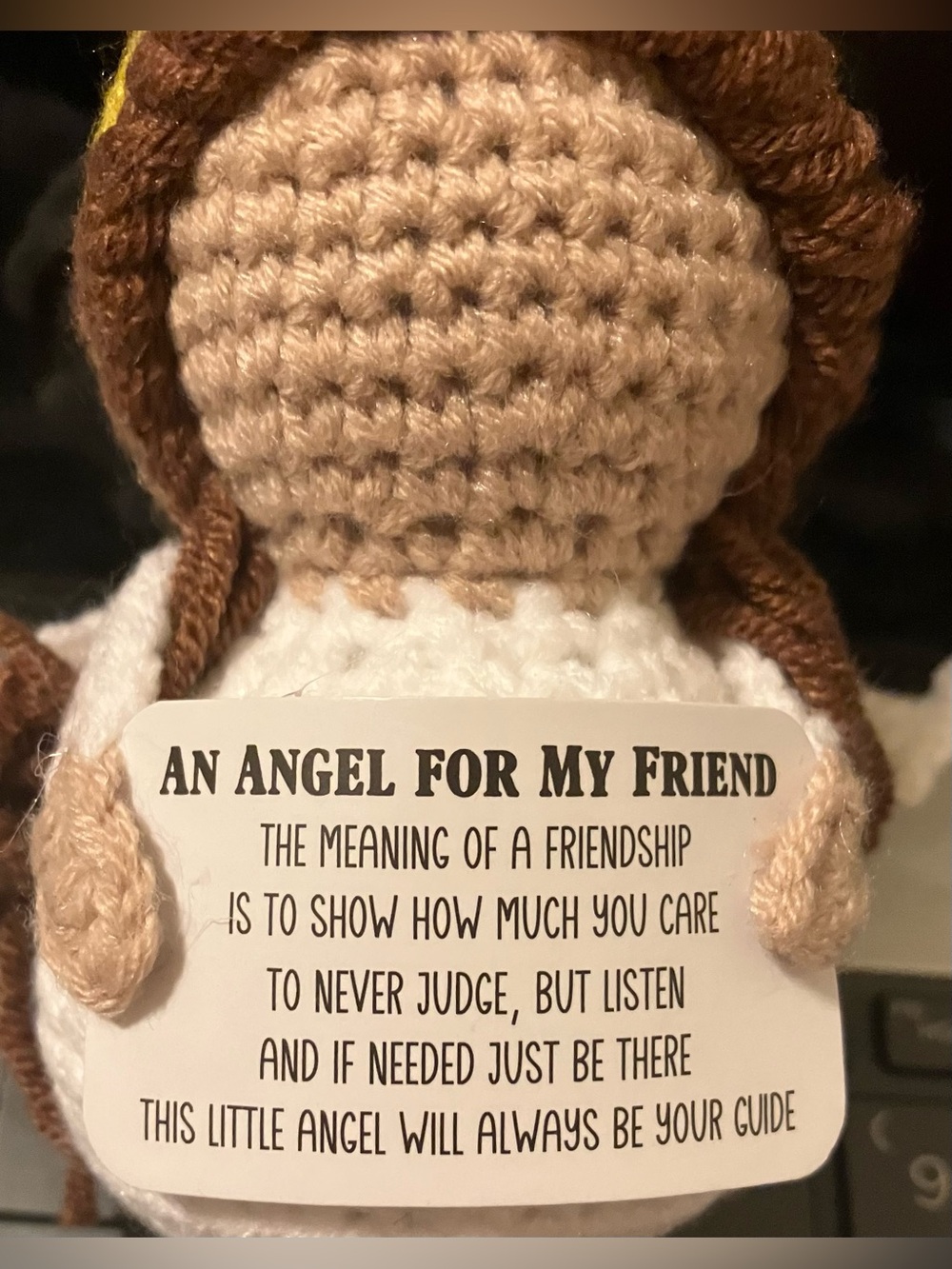 Crochet Angel Figurine - 'An Angel For My Friend' about 3 1/2” - Picture 5 of 6